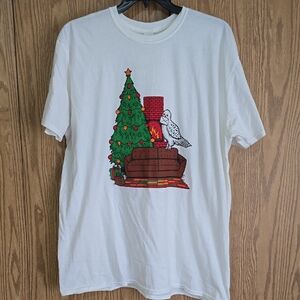 Gildan White Tee with Christmas Graphic
